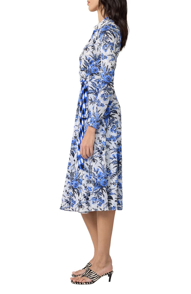 DVF Phoenix Reversible Long Sleeve Midi Shirtdess, Alternate, color, Jelly Dot Aquarius