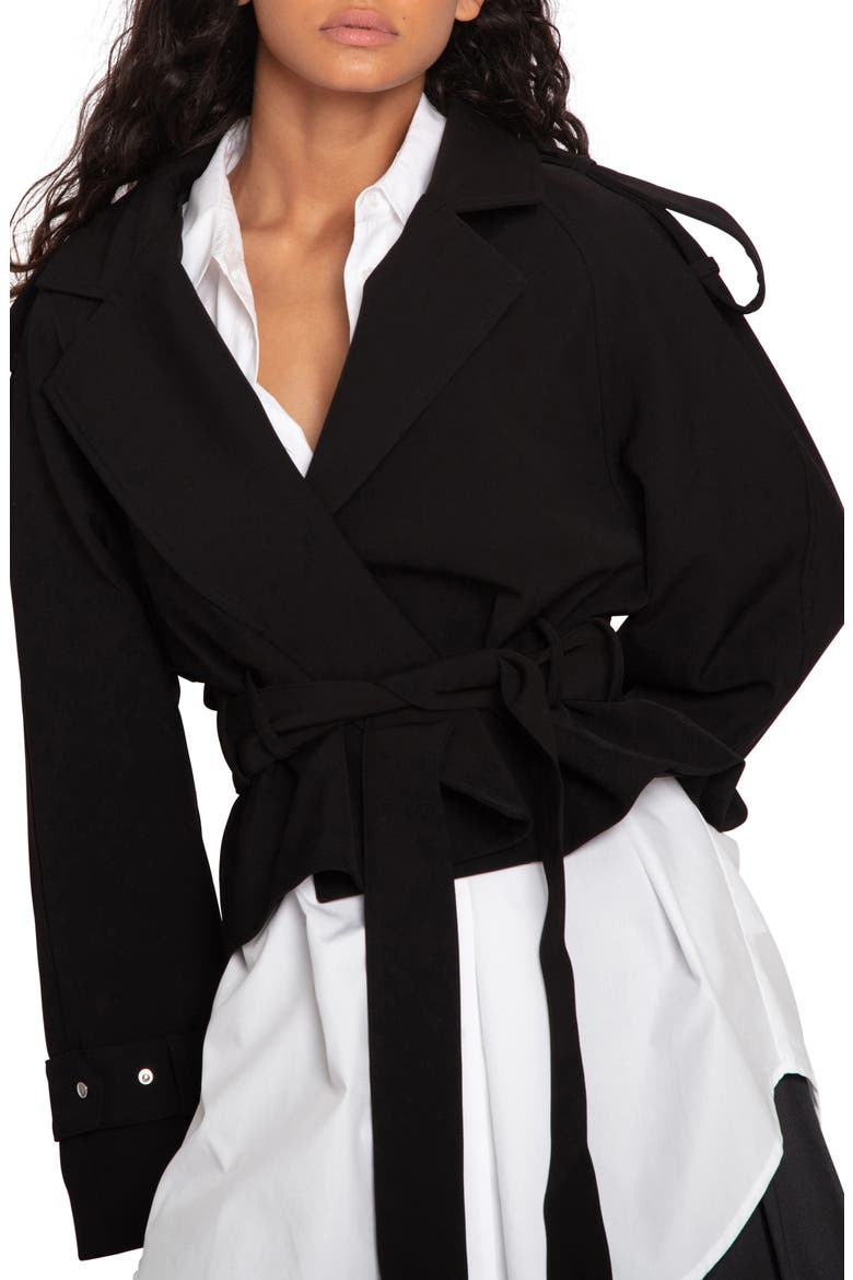 Fast Car Crop Trench Coat, Alternate, color, BLACK