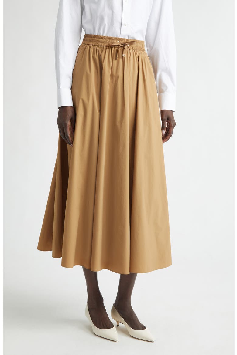 Pleated Stretch Nylon Midi Skirt, Main, color, 2157 CAMEL