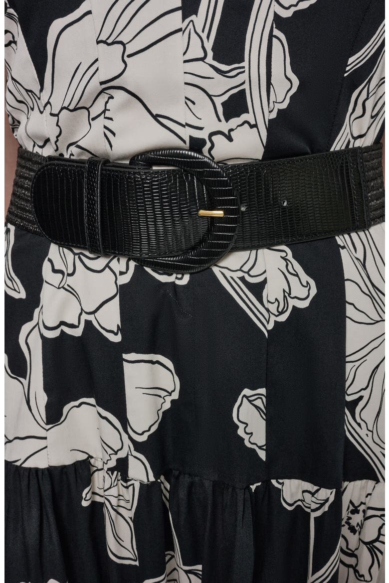 Floral Print Halter Midi Dress, Alternate, color, BLACK CREAM