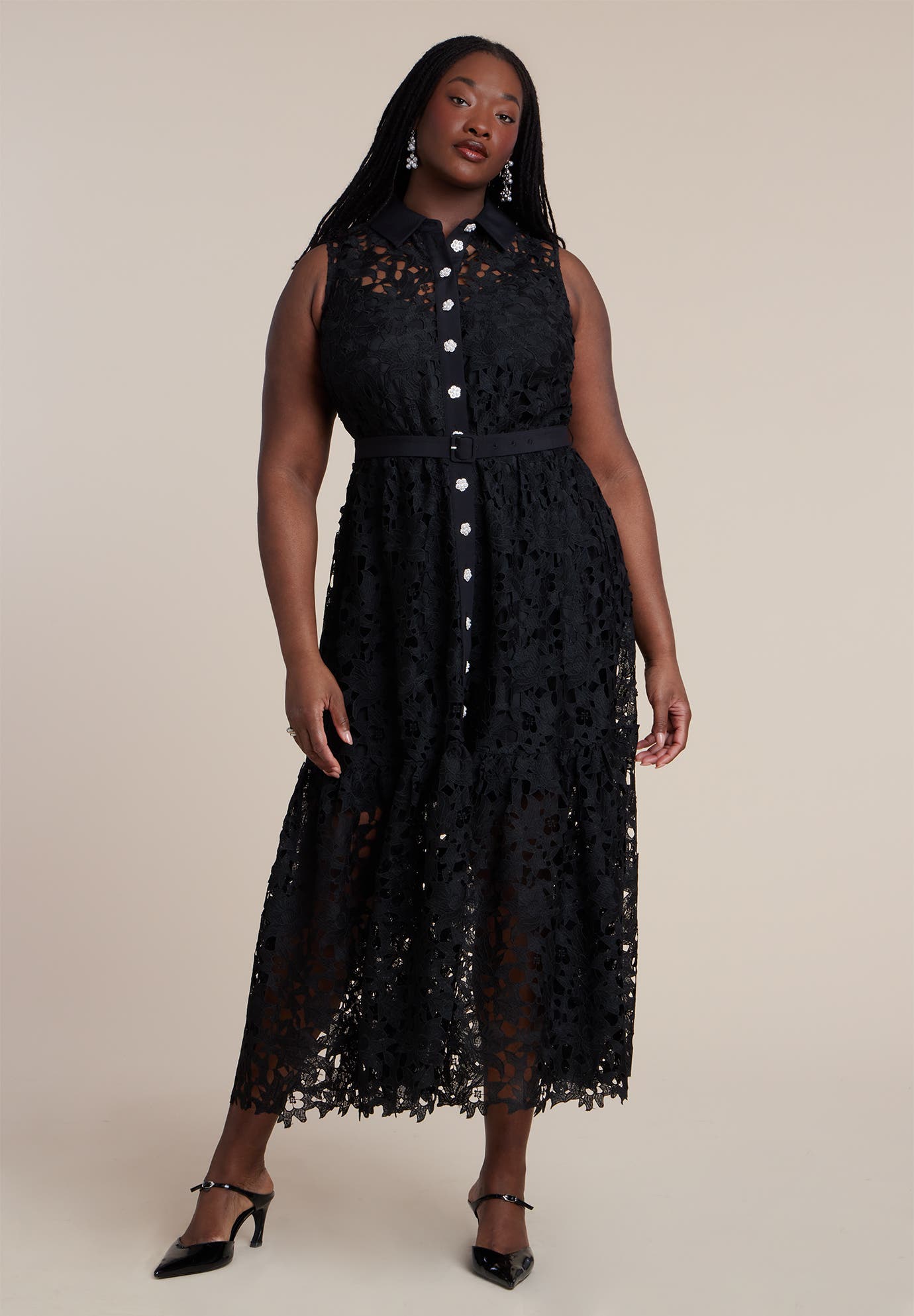 Lace Dress With Buttons & Collar - image 2