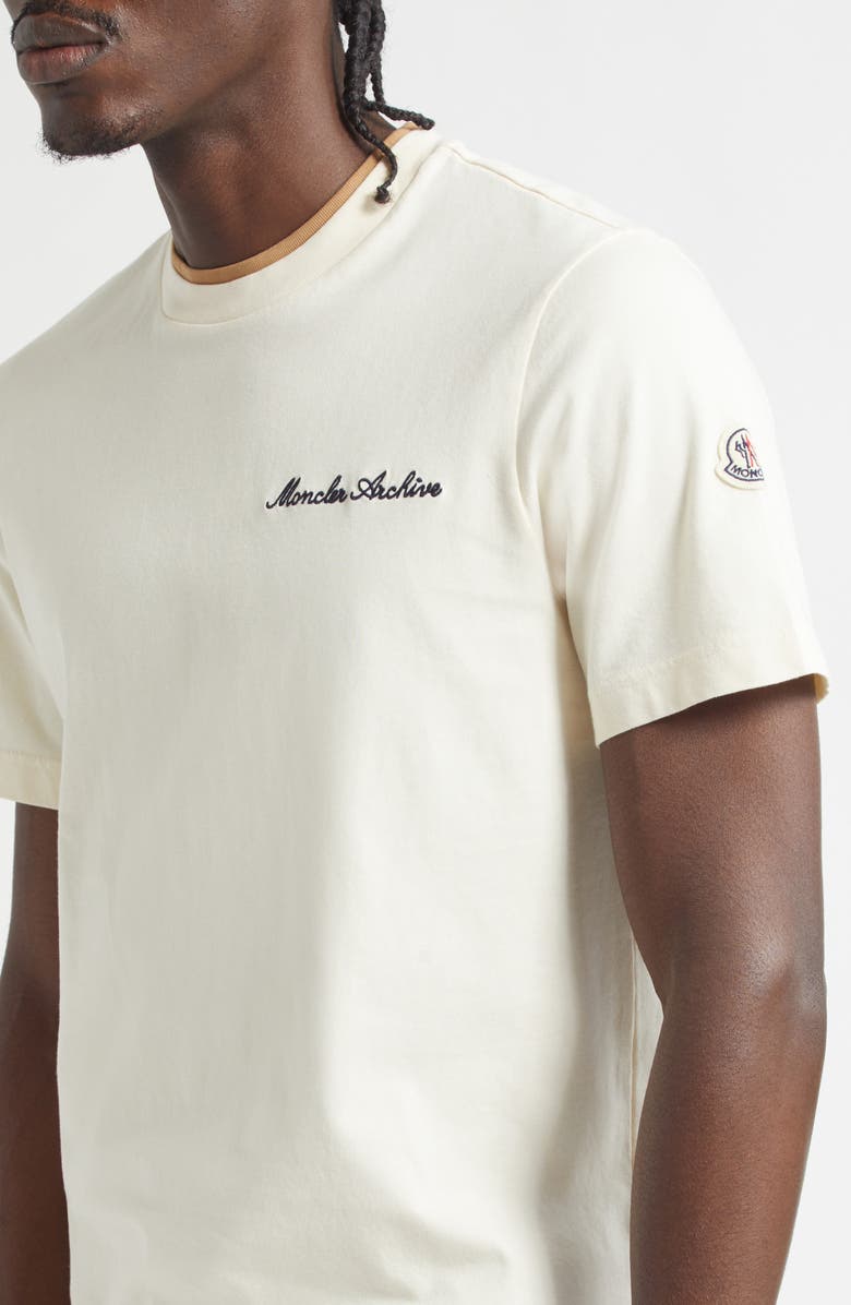 Moncler Archive Embroidered Logo Patch T-Shirt, Alternate, color, White