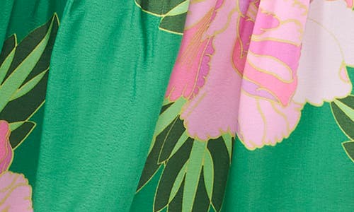 Shop Cece Floral Ruffle Maxi Sundress In Medium Green