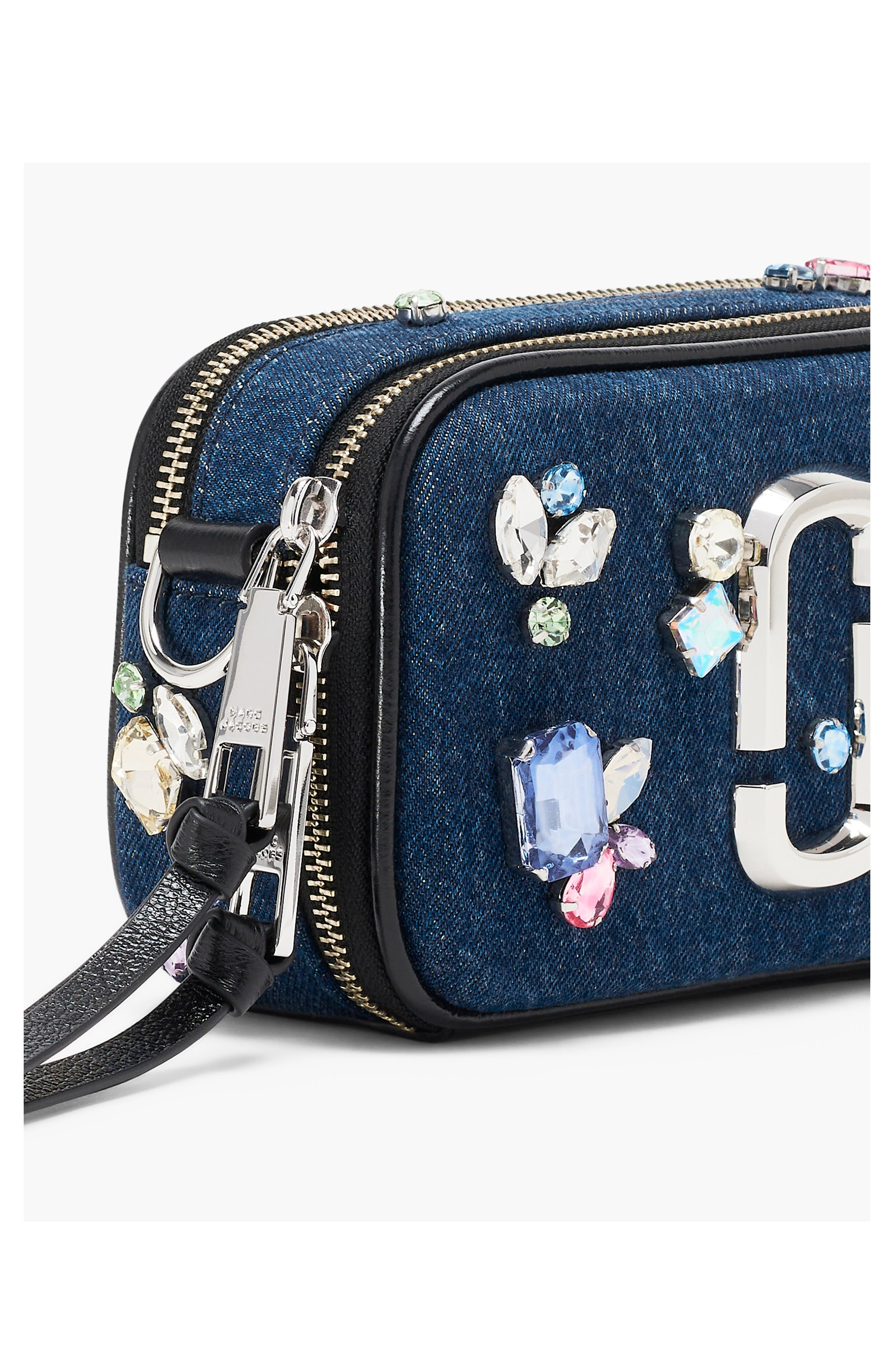Marc Jacobs The Gem Denim Snapshot Crossbody Bag, Alternate, color, Indigo