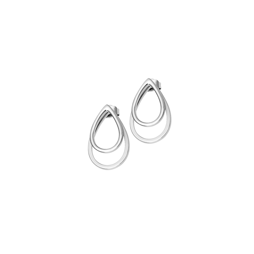 Lucy Quartermaine Double Petal Earrings Front And Back In Sterling Silver