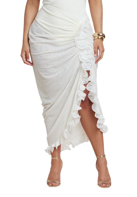 Patbo X Eloquii Ruffled Sheer Mesh Skirt (Plus)
