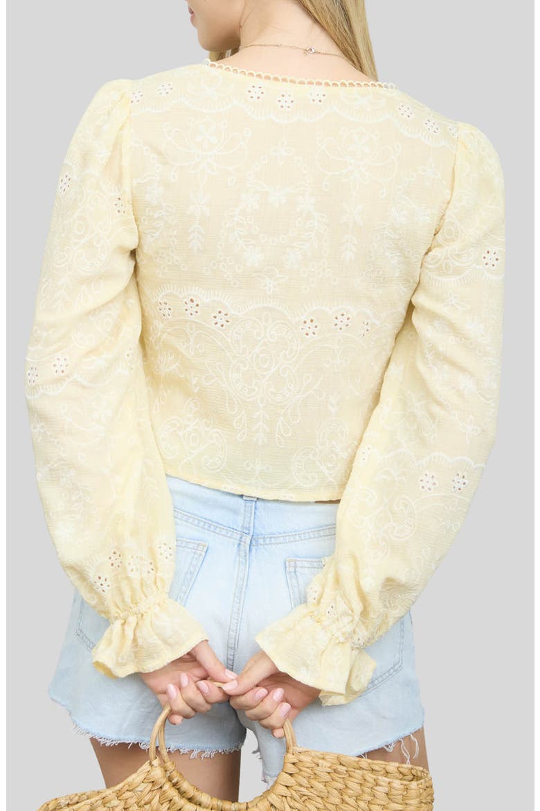 Front Tie Long Sleeve Top, Alternate, color, BUTTER YELLOW