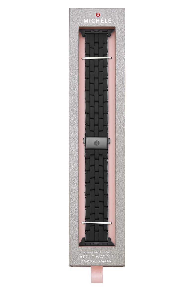 Silicone 20mm Apple Watch® Bracelet Watchband, Alternate, color, BLACK/BLACK