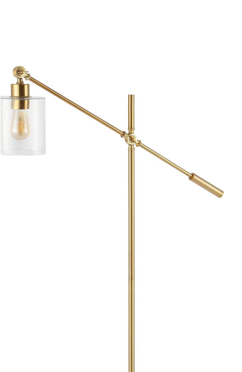 JONATHAN Y Kathryn Classic 60" Iron/Seeded Glass Adjustable Head Modern LED Floor Lamp, Brass Gold, Alternate, color, Brass Gold