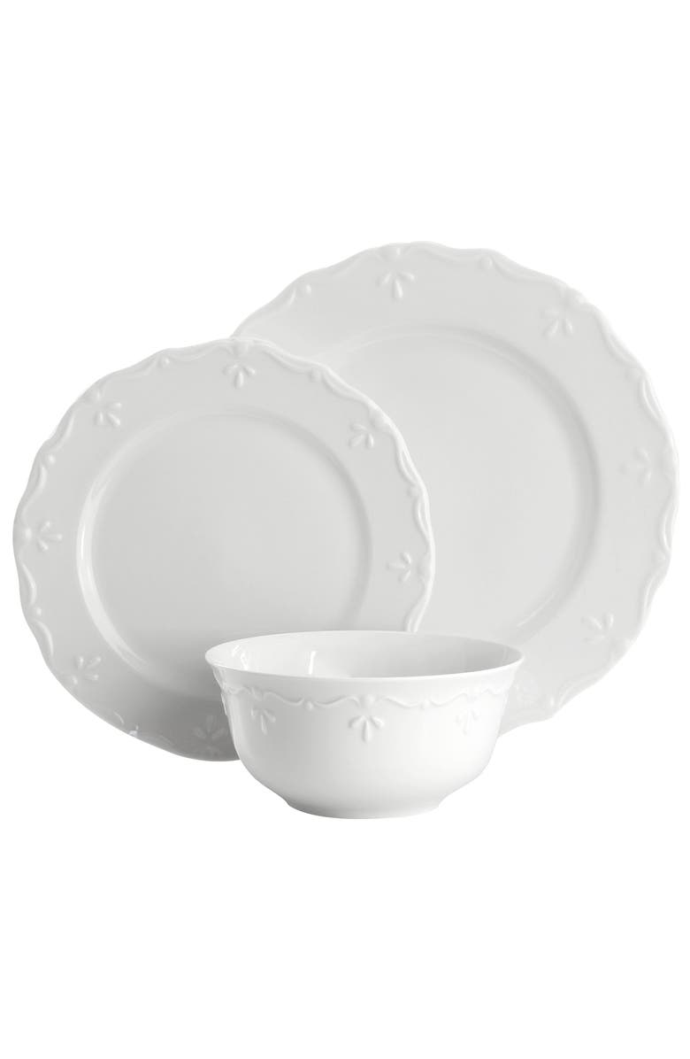 Elama Henryi 18 Piece Porcelain Dinnerware Set, Alternate, color, White