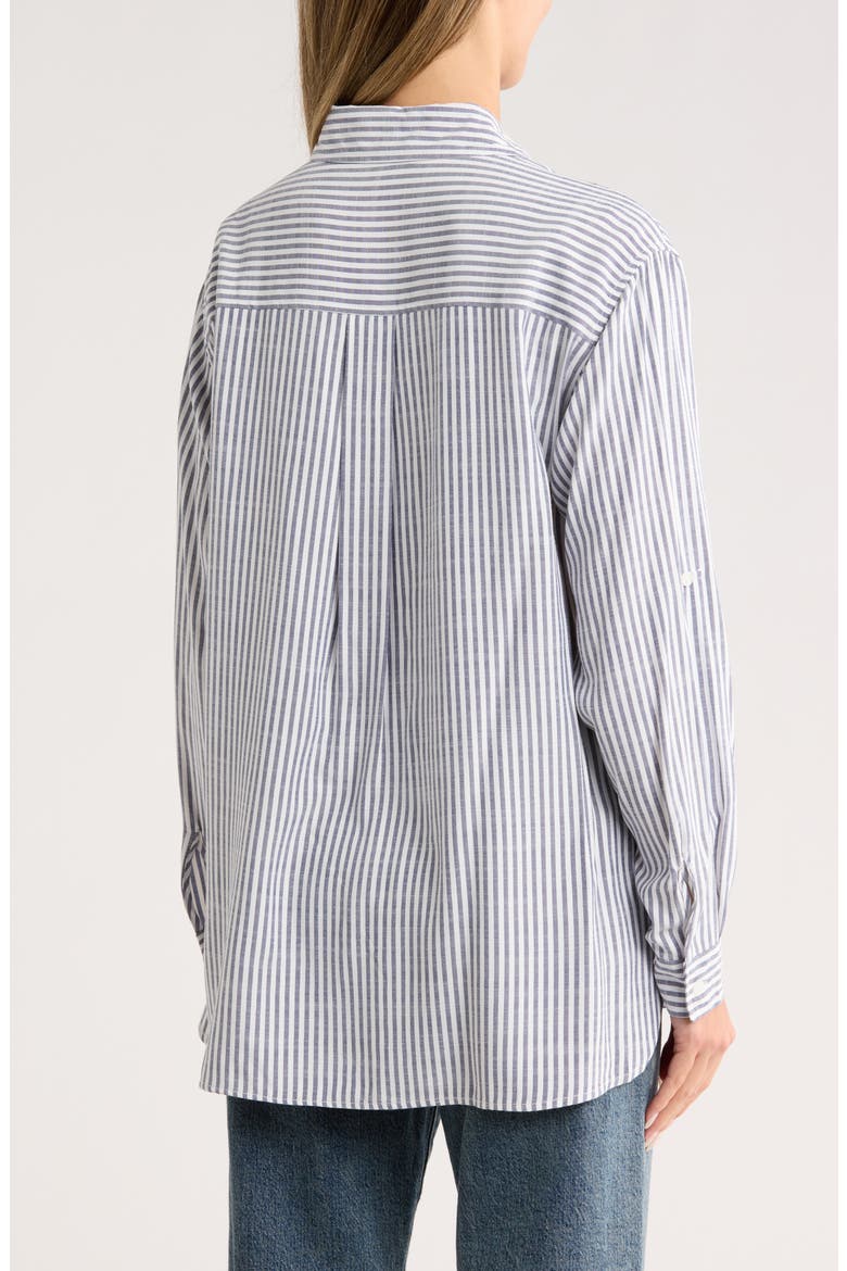 Stripe Oversize Long Sleeve Button-Up Tunic, Alternate, color, INOFWEVS-INDIGO/OFF WHITE EVEN STRIPE-JL-25010
