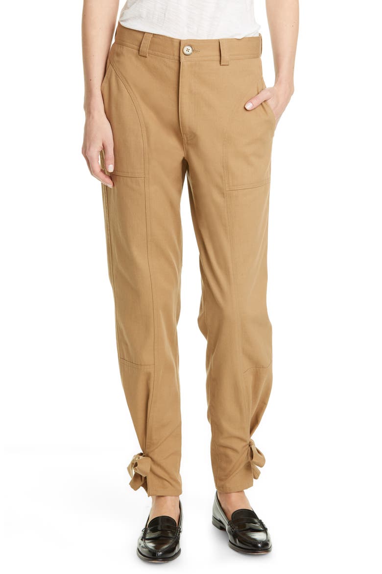 Darcy Cinch Ankle Twill Trousers, Main, color, BLONDE ON BLONDE