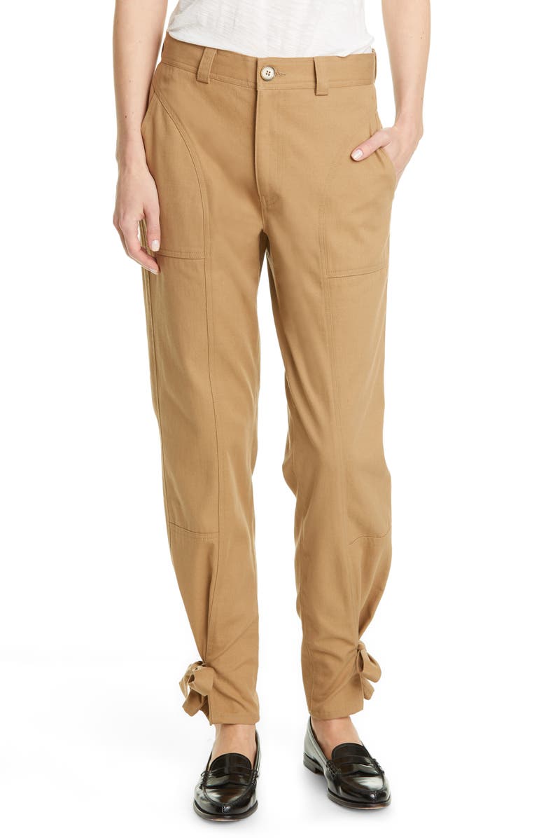 TRAVE Darcy Cinch Ankle Twill Trousers, Main, color, 