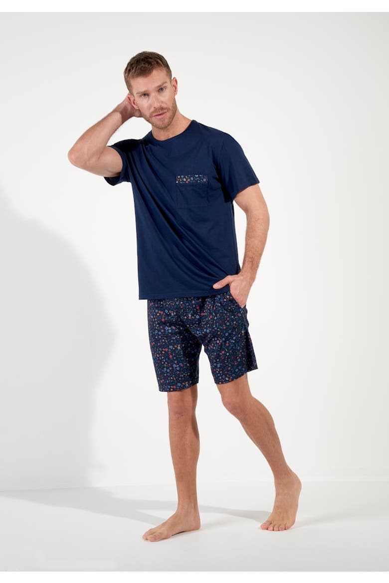 Broceliande Short Pajama Set, Alternate, color, Navy Print