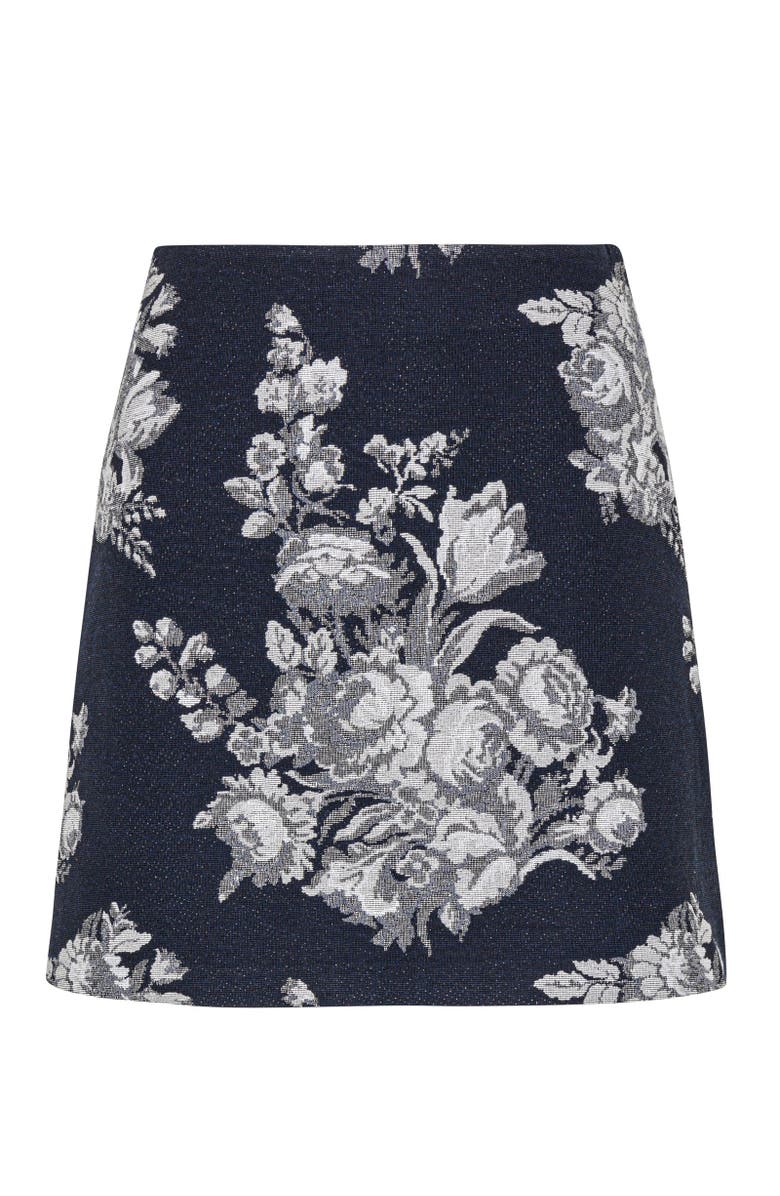 Rebecca Taylor Venice Toile Jacquard Mini Skirt, Alternate, color, Indigo Combo