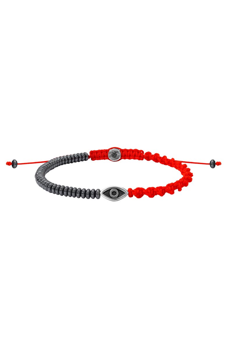 Karma and Luck Universal Equilibrium Hematite Evil Eye Red String Bracelet, Main, color, Red/Grey