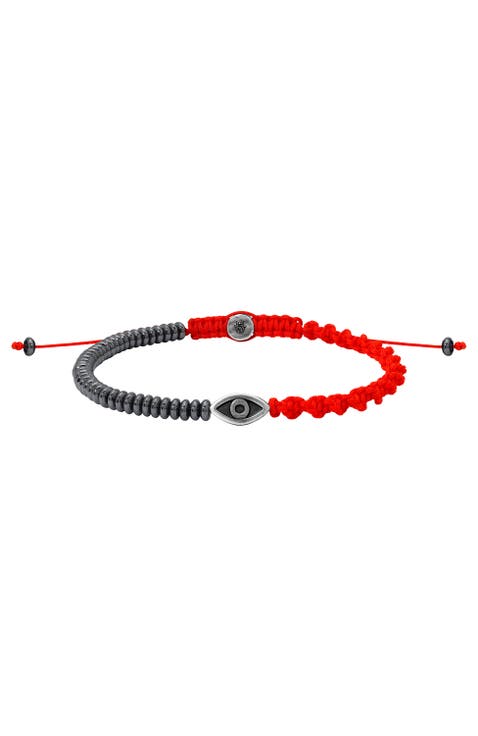 Universal Equilibrium Hematite Evil Eye Red String Bracelet