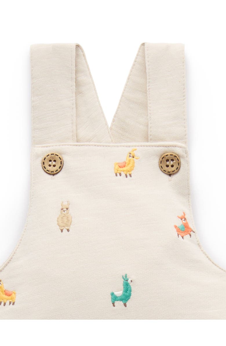 Purebaby Turtle Broderie Overall and Tee Set, Alternate, color, Llama Broderie