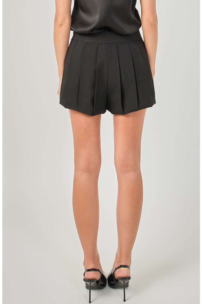 Pleated High Waist Shorts, Alternate, color, BLACK