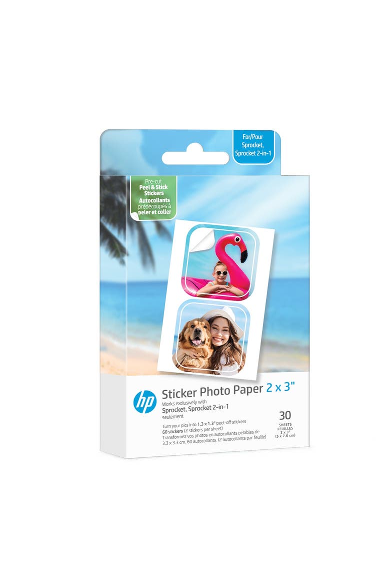 Premium Sticker Photo Paper Compatible with Sprocket Photo Printers, Main, color, White