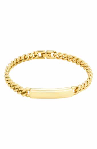 Men's 18k Yellow Gold Plated Curb Chain ID Bracelet