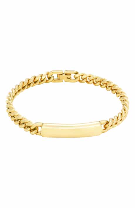 Men's 18k Yellow Gold Plated Curb Chain ID Bracelet