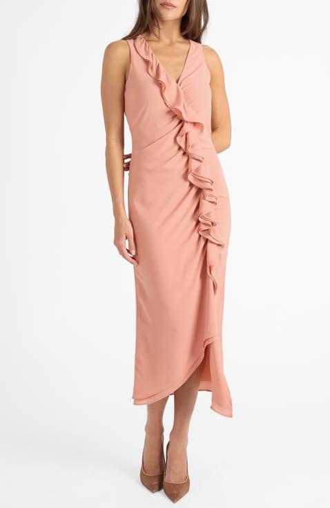 Tate Sleeveless Midi Dress in Fluid Crepe