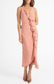 Santorelli Tate Sleeveless Midi Dress in Fluid Crepe