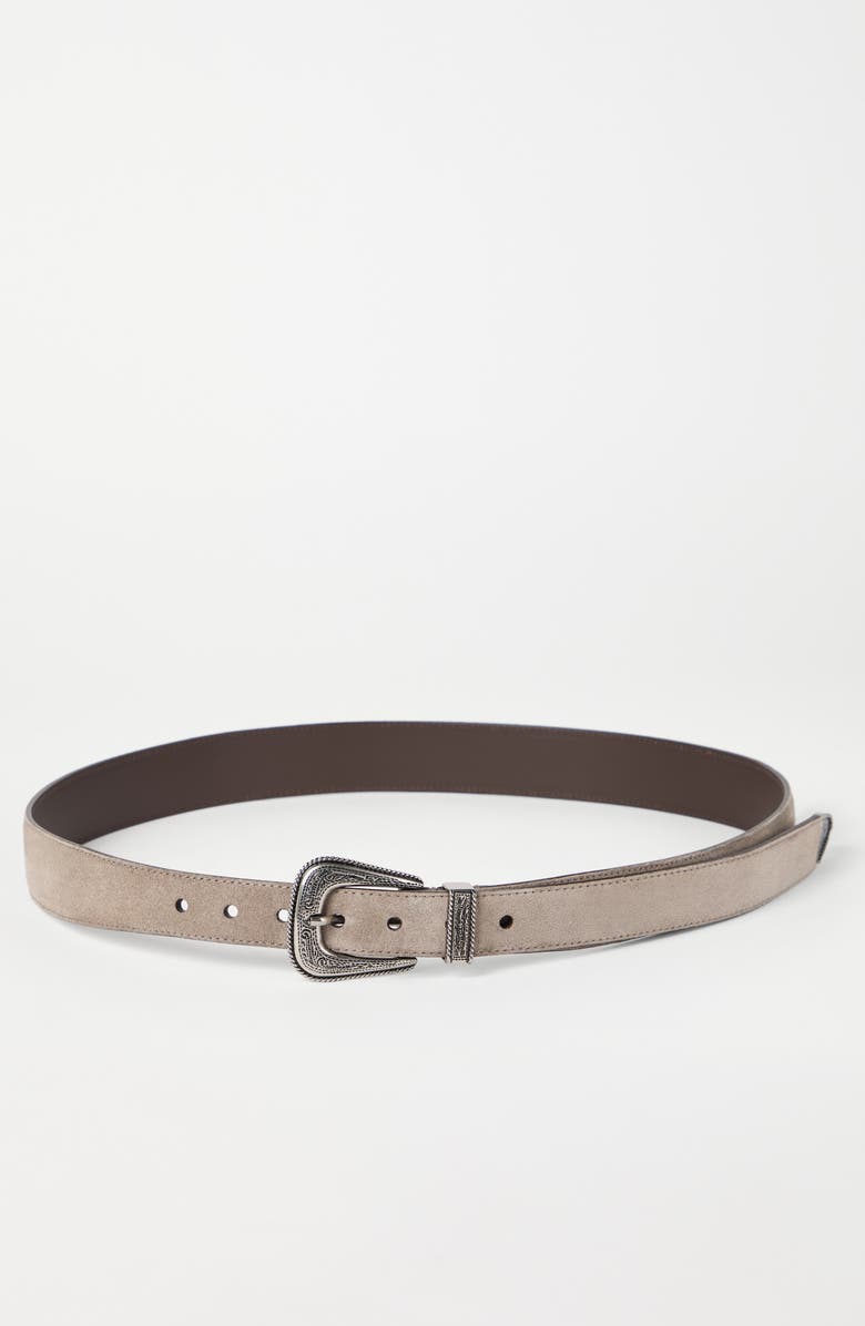 Brunello Cucinelli Suede belt with detailed buckle, Alternate, color, 
