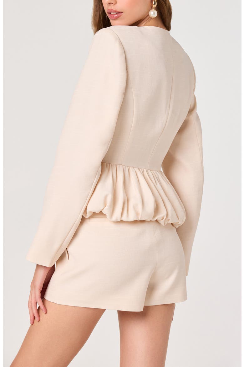 Nicolle Bow Peplum Jacket, Alternate, color, CREAM