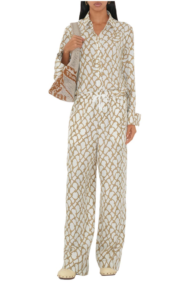 Burberry Knot Silk Shirt, Main, color, Thatch