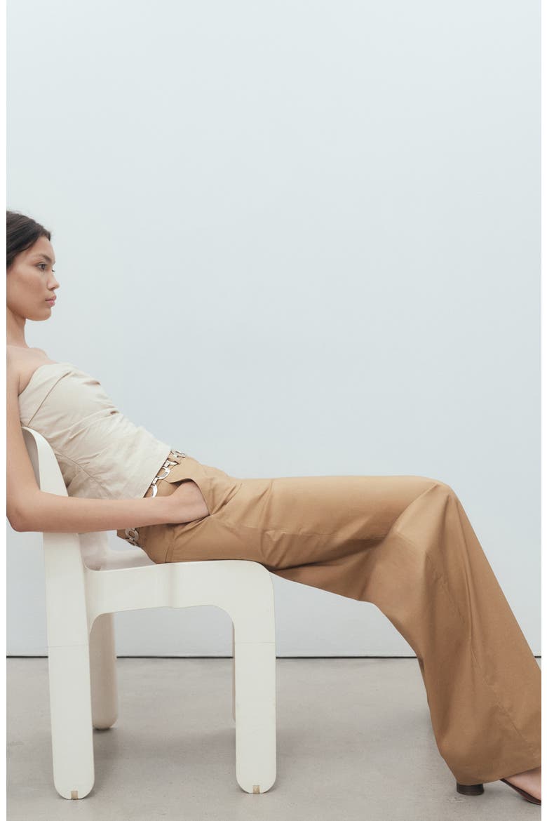 Stretch Cotton Wide Leg Pants, Alternate, color, MEDIUM BROWN