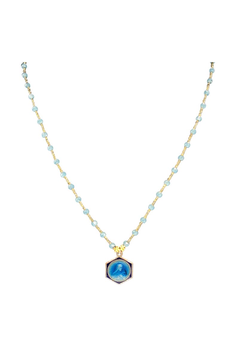 MADISON BEVERLY HILLS Vintage Blue Mary-3 Necklace, Main, color, Gold