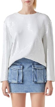 Grey Lab Sequin Long Sleeve Top