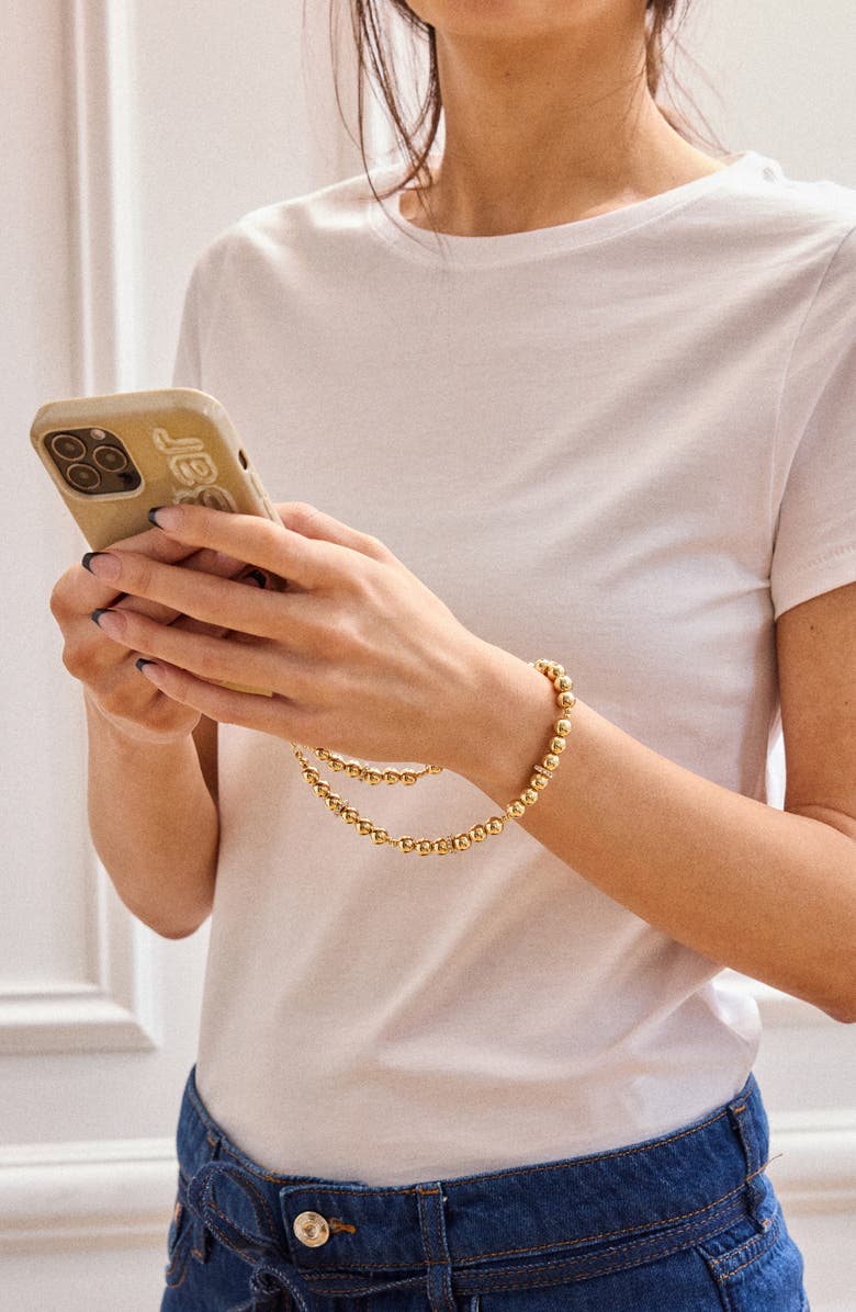 BaubleBar Pisa Pavé Beaded Phone Wrist Strap, Alternate, color, Clear