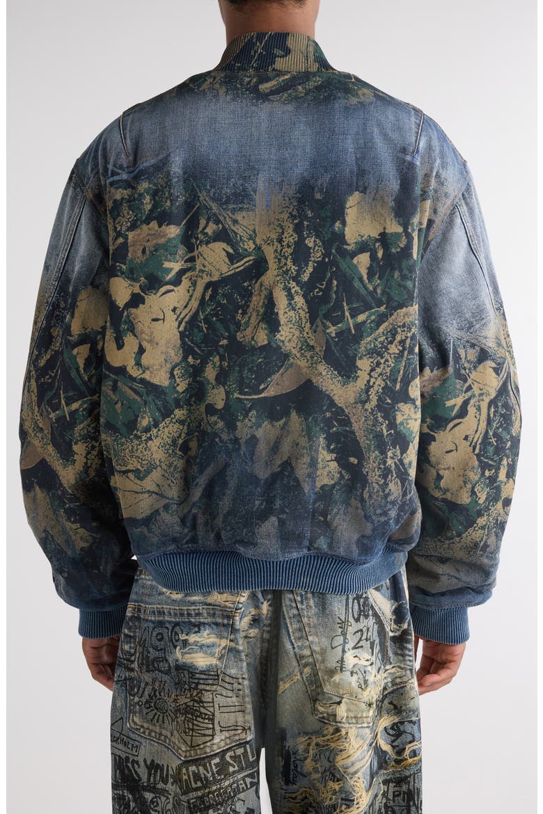 Print Denim Bomber Jacket, Alternate, color, BLUE MULTI