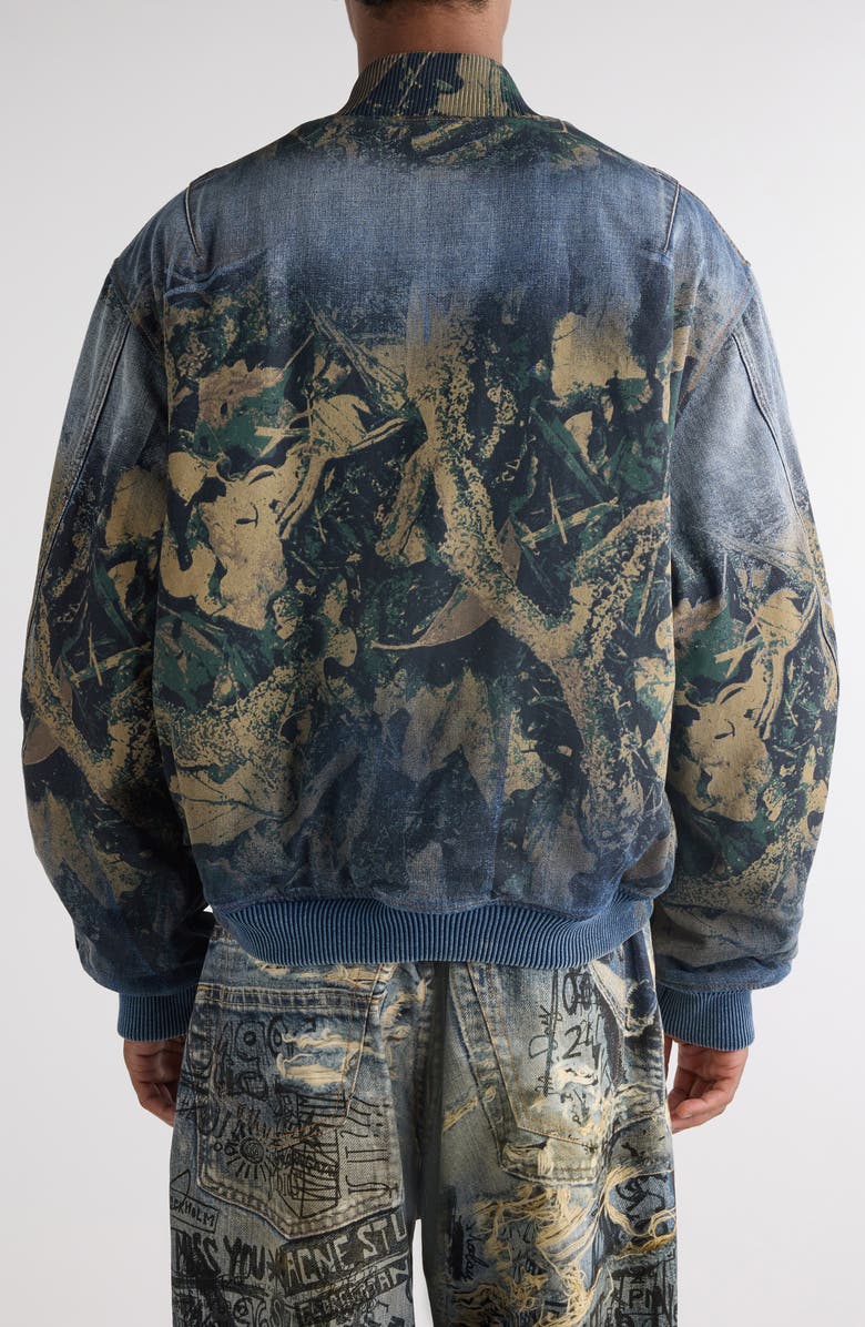 Acne Studios Print Denim Bomber Jacket, Alternate, color,