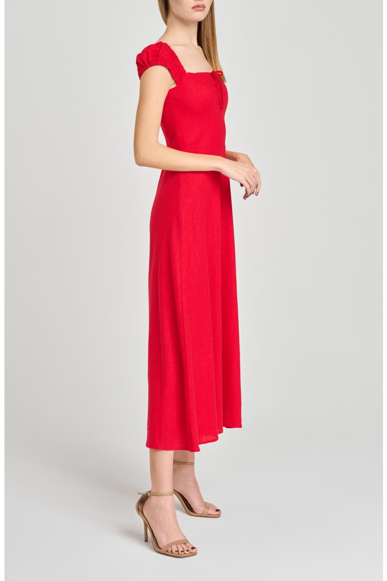 Carina Cap Sleeve Linen Blend Maxi Dress, Alternate, color, RED