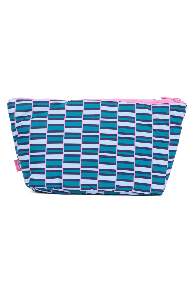 Vanity Quilted Cosmetic Bag, Alternate, color, TEAL/ PINK