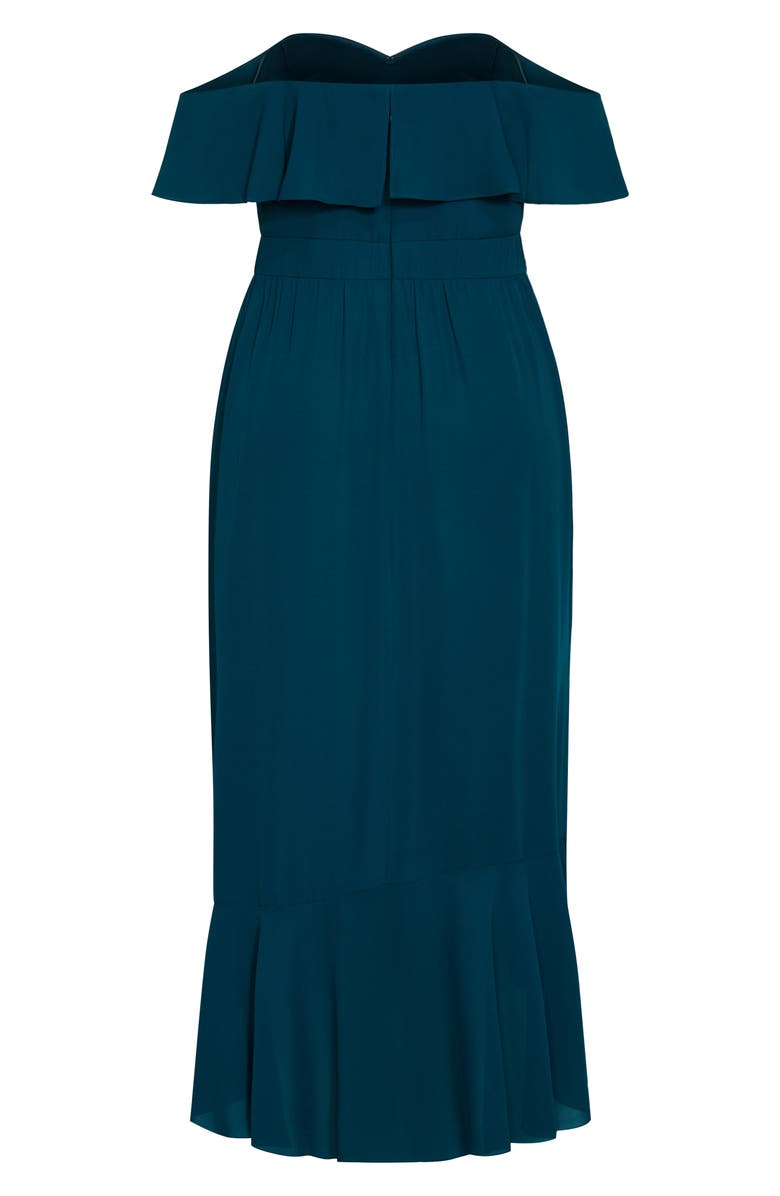 City Chic Remi Ruffle Maxi Dress, Alternate, color, Emerald