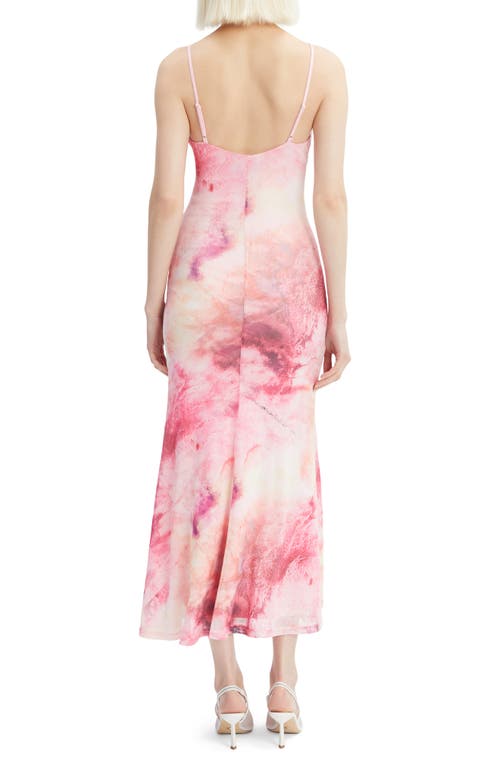 Bardot Adoni Printed Mesh Midi Dress In Pink Tie Dye
