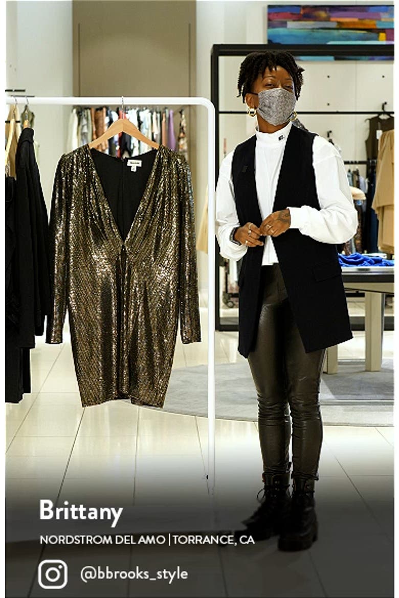 Deep V-Neck Sparkle Long Sleeve Minidress video