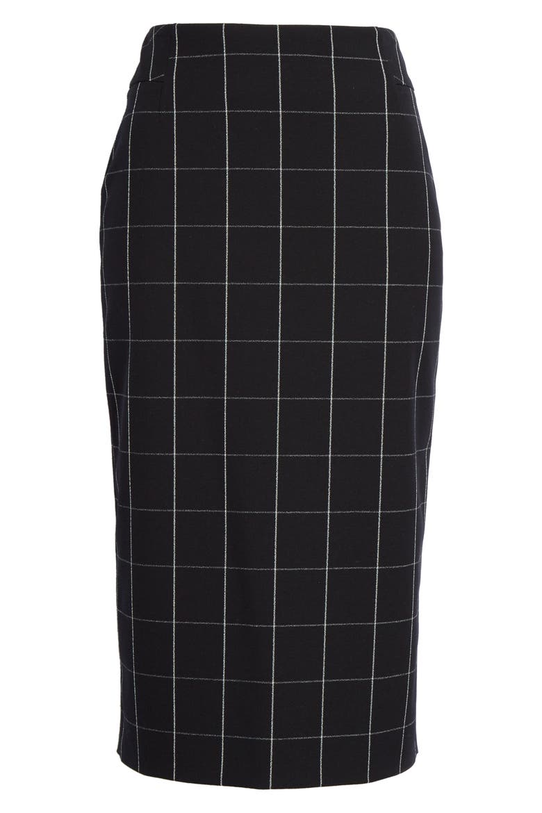 Vedani Windowpane Pencil Skirt, Alternate, color, BLACK FANTASY