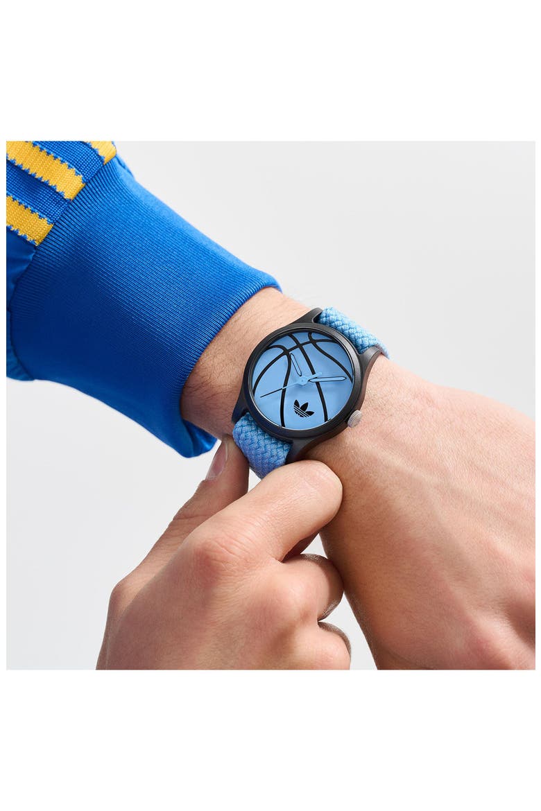 AO Style Blue Basketball Dial Webbing Strap Watch, 39mm, Alternate, color, BLUE