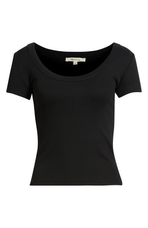 Madewell (re)generative Cotton Ribbed Scoopneck Tee In Black