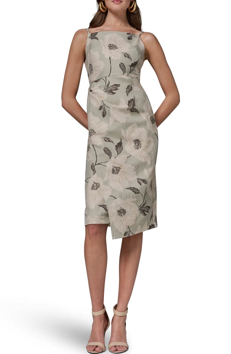 Donna Karan New York Metallic Floral Jacquard Sheath Dress, Main, color, 