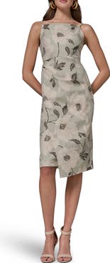 Donna Karan New York Metallic Floral Jacquard Sheath Dress
