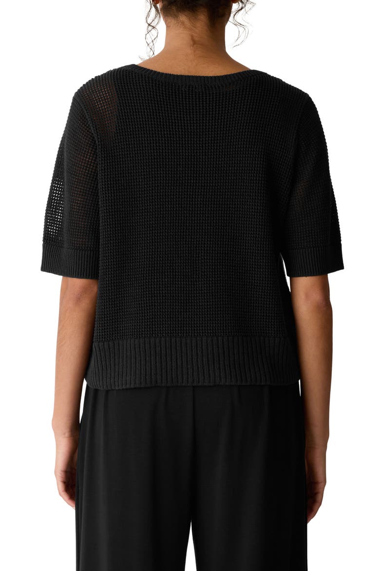 Waffle Knit Sweater, Alternate, color, BLACK
