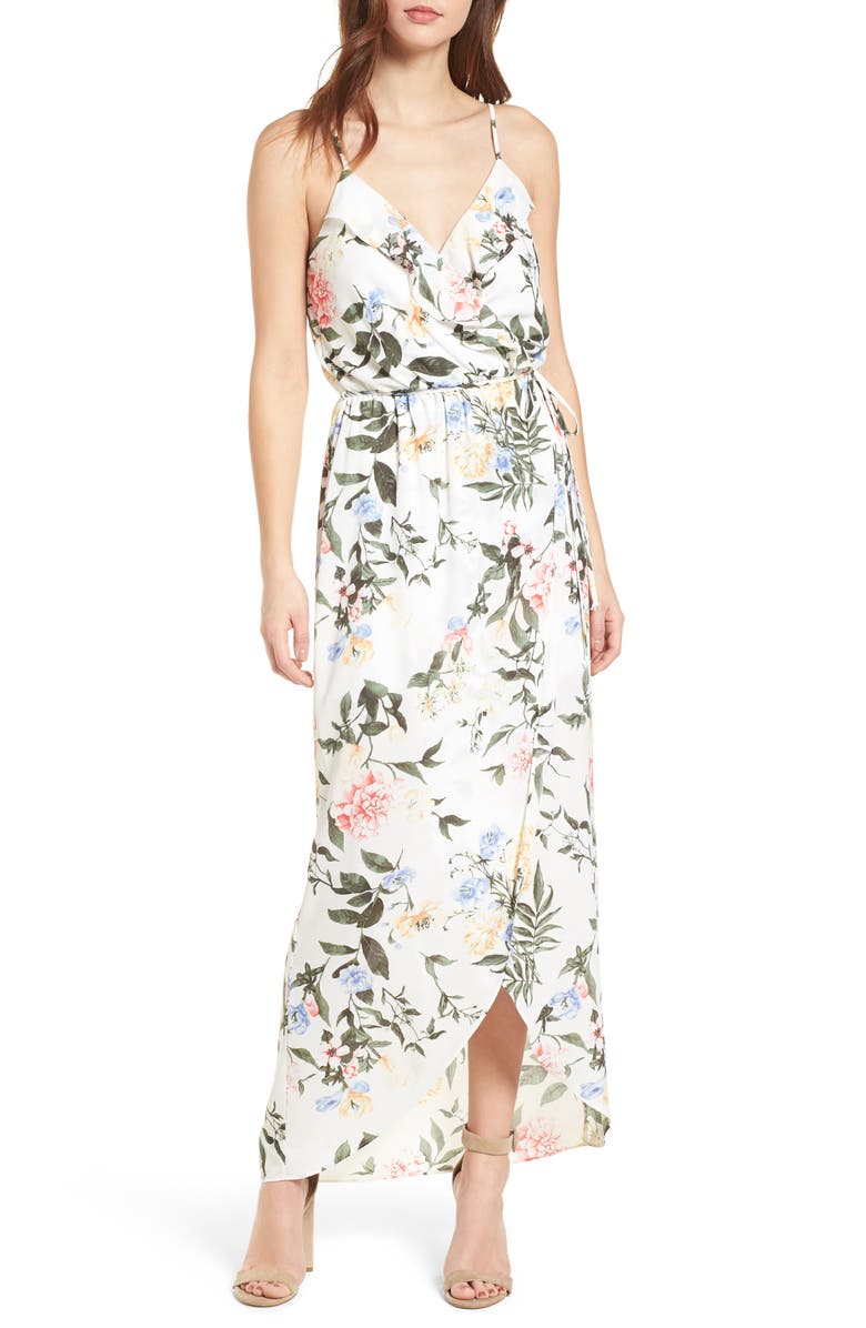 EVERLY Ruffle Wrap Maxi Dress, Main, color, 