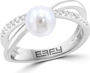 EFFY Sterling Silver Freshwater Pearl & Diamond Ring